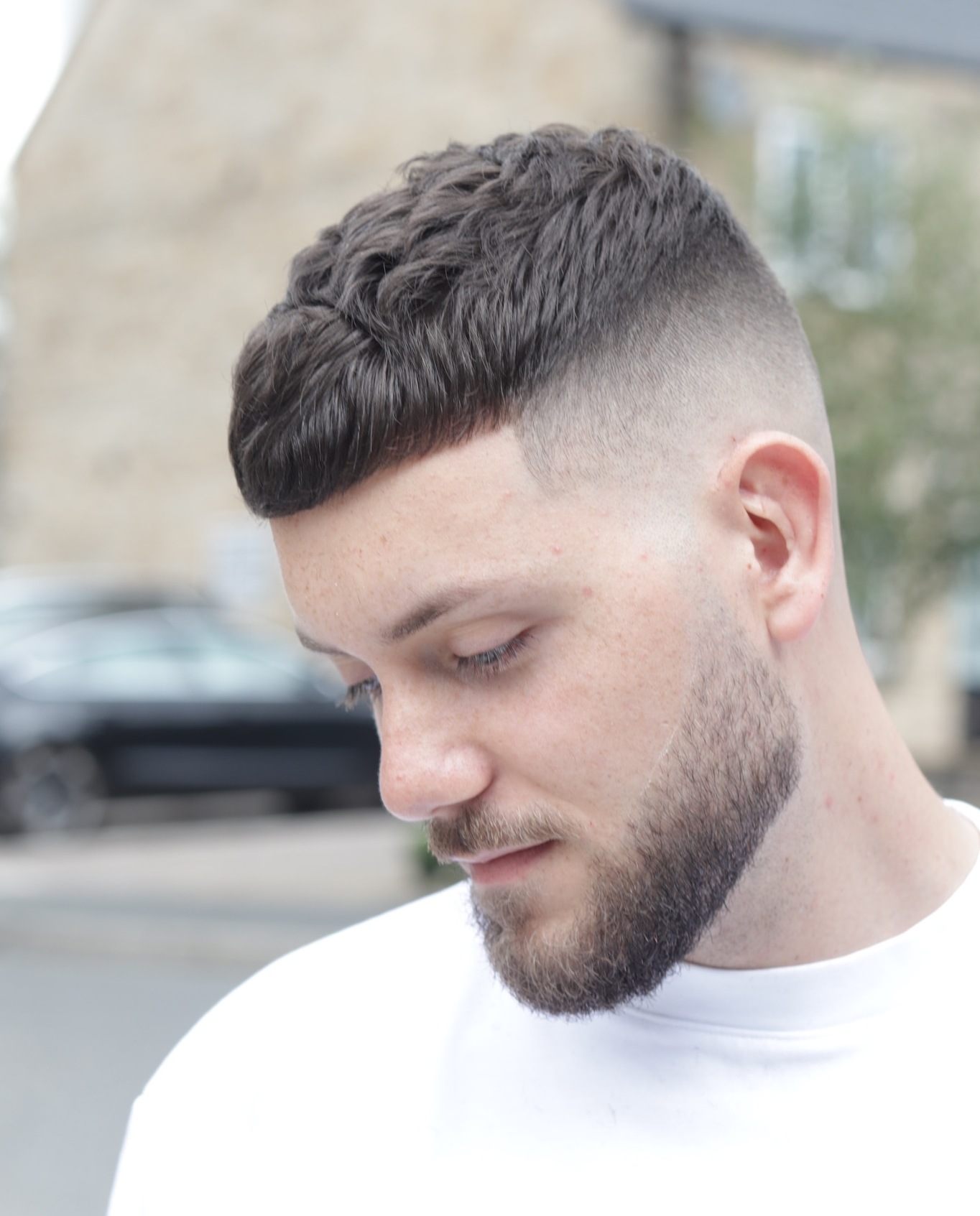 Textured Top Shaved Sides Haircut for Men