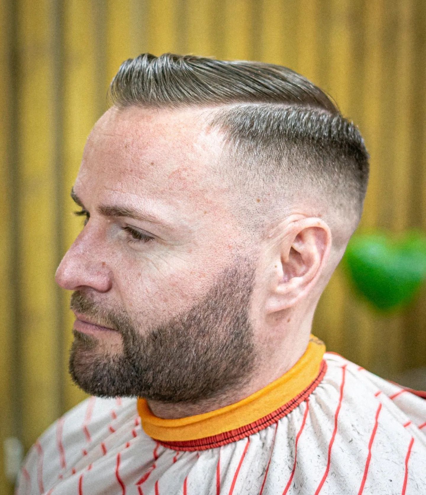 Side-Parted Quiff with High Fade