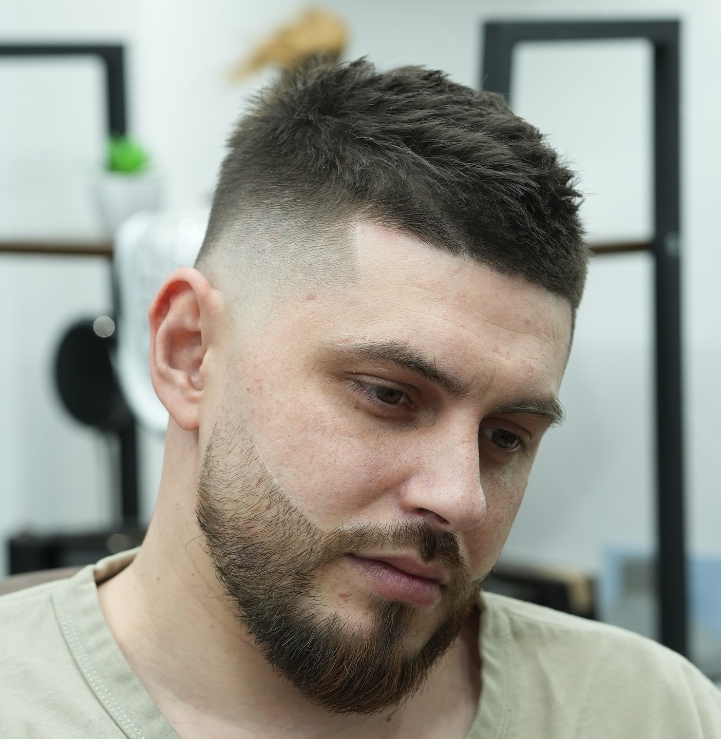 Short Choppy High Fade with Line Up