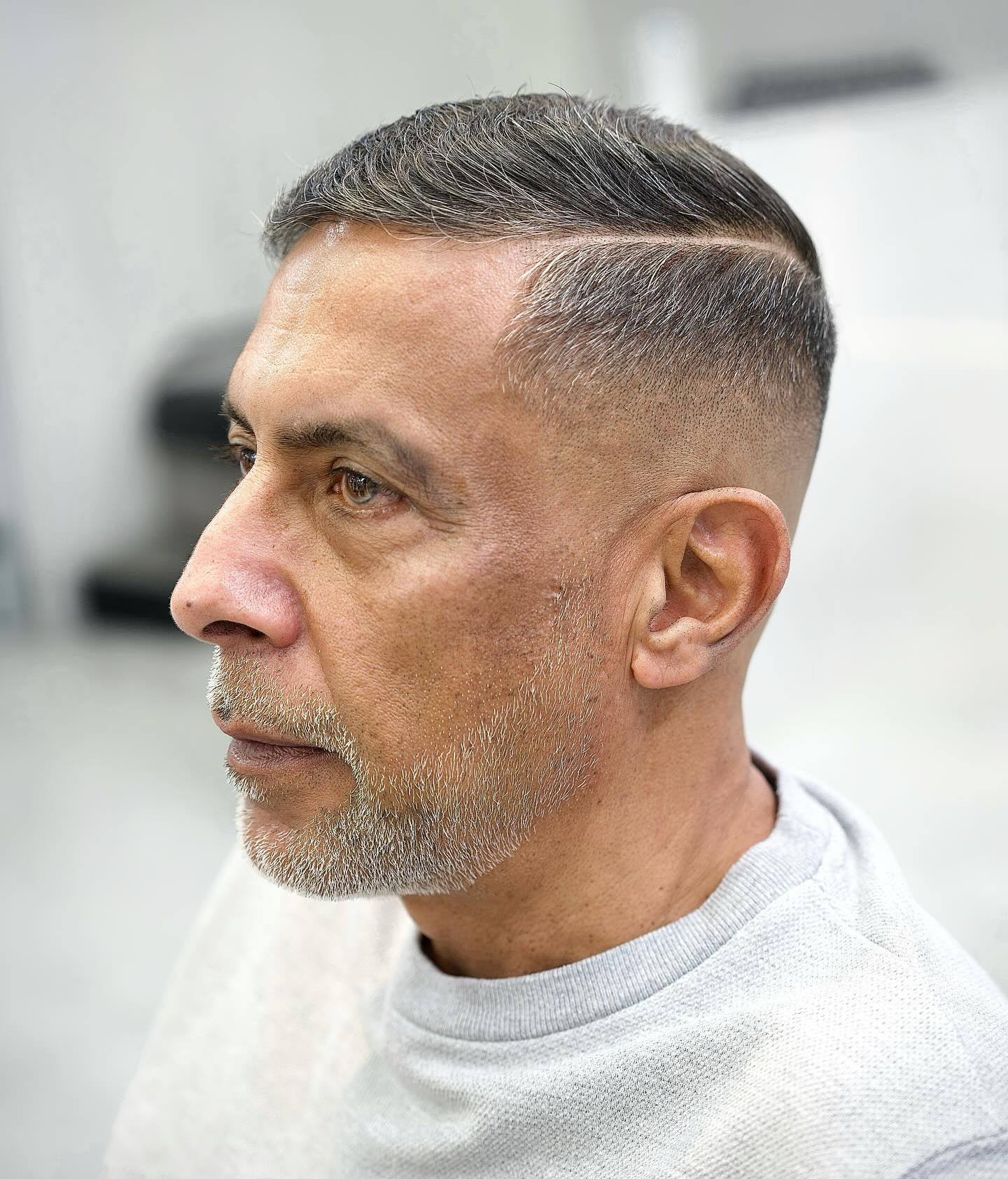 40+ Men’s High Fade with Shaved Part